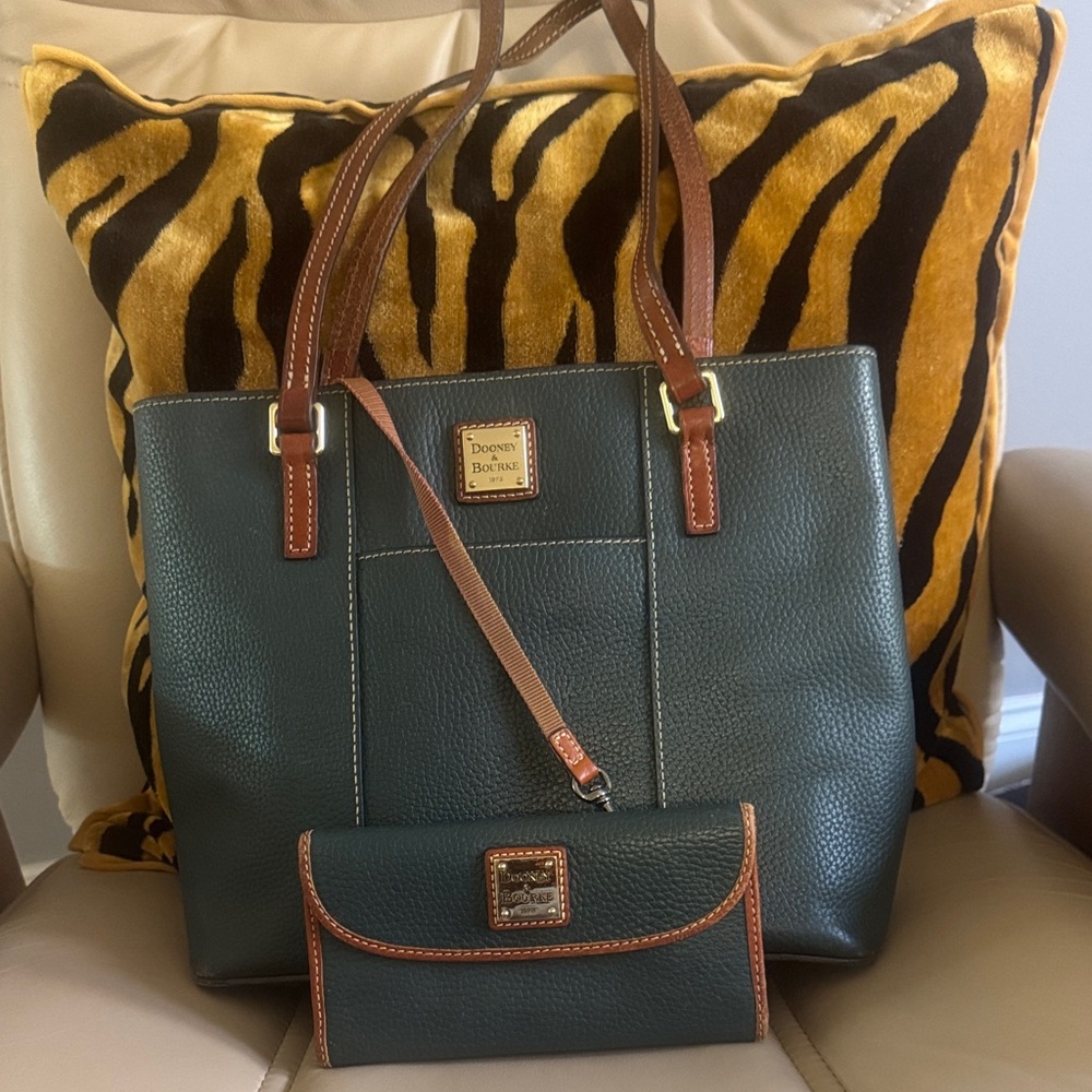 Dooney & Bourke Dark Green Tote and Wallet